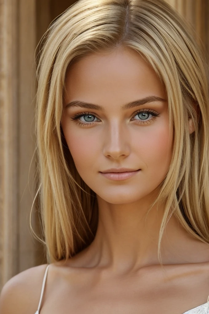 Une belle jeune femme blonde au yeux marrons du 18 ème siècle richement vêtu 