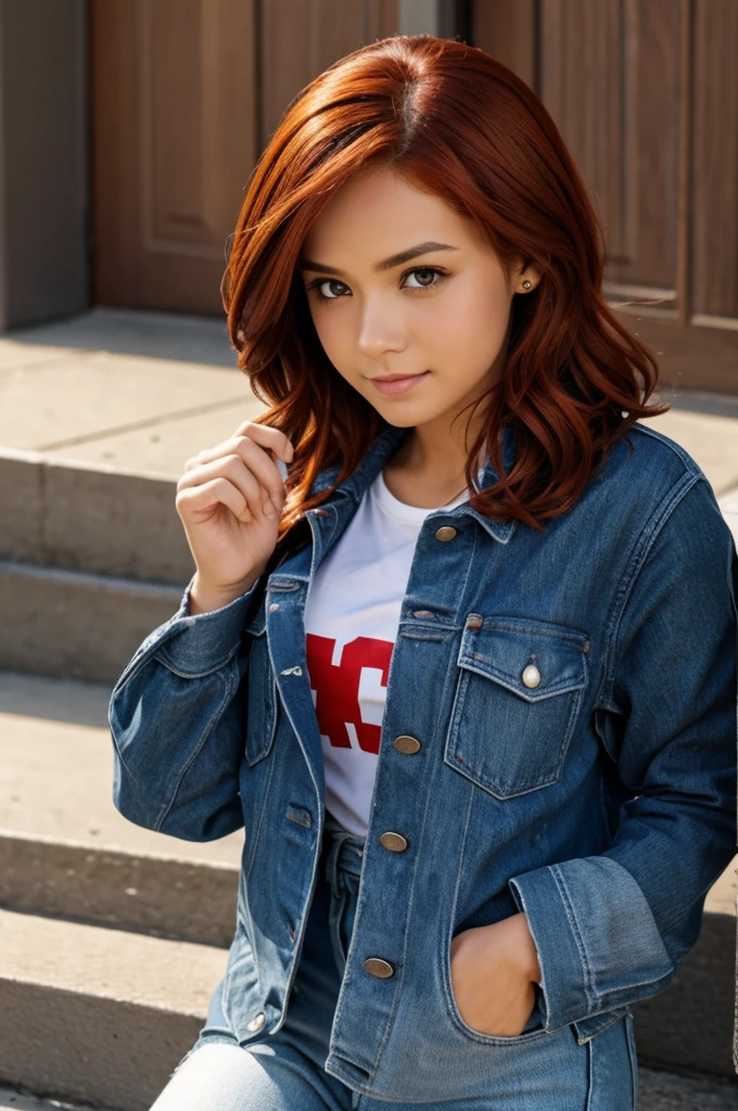 my hero academia.
Redhead with brown eyes