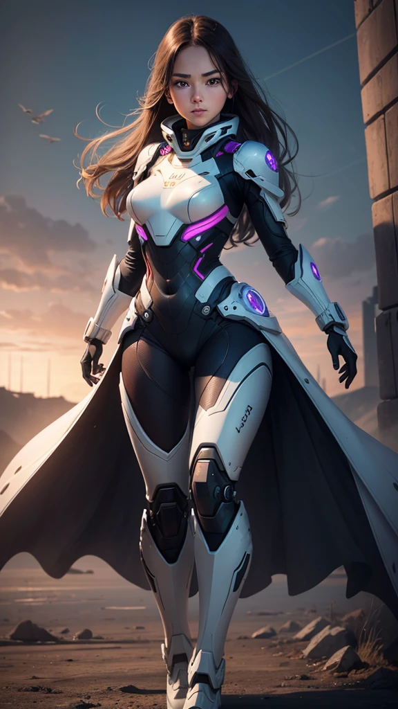 (Perfect Anatomy:1.4,Highest quality、超High resolution、High resolution、Highly detailed CG、8K Unit Wallpaper),((Biologically correct limb count))、(Symmetrical facial features))、Eyes with detailed description、Beautiful woman、Excellent style、(thin)、Facial detailing,masterpiece、Vibrant, Imaginary image of a girl in a mecha suit, ((Fly gracefully across the battlefield of the future)). The girl is full of energy, Bright colors contrast with muted hues, The mechanical beauty of the suit. The suit's vibrant colors and intricate details、Sophisticated, Mecha futuristic design.