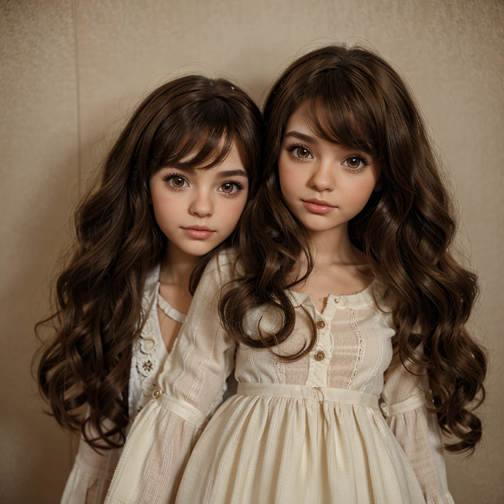 blythe doll with 3b brown curly hair, brown eyes, fair skin with warm undertones, coqutte outfit