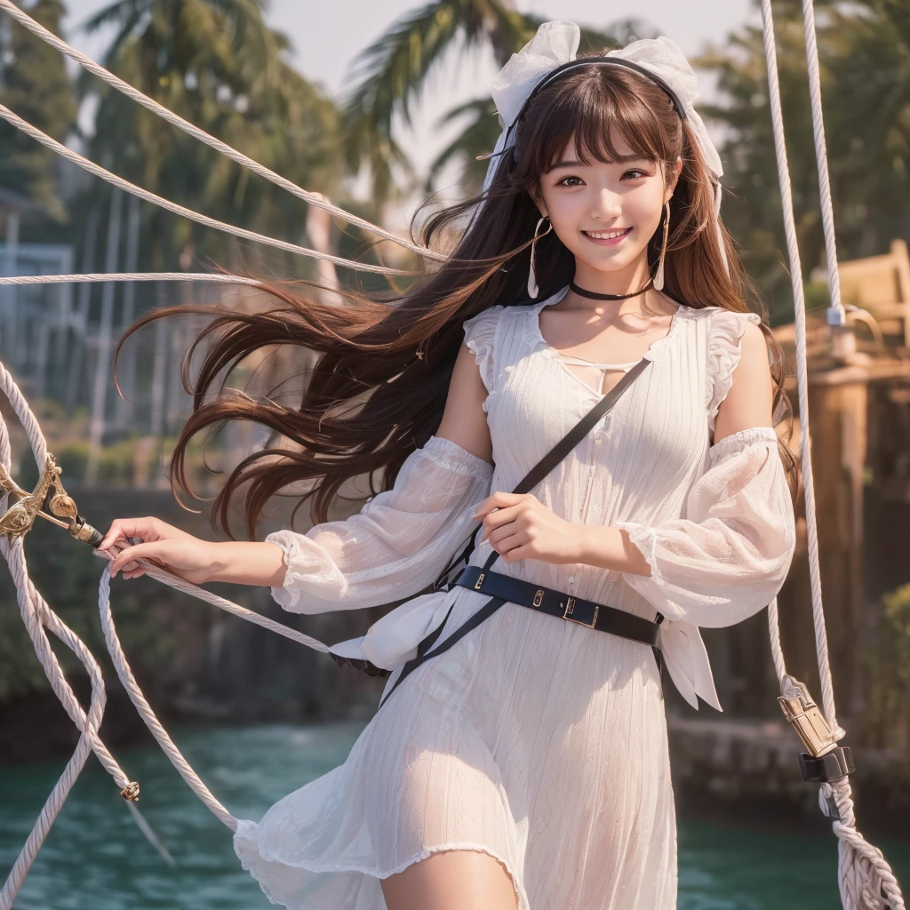 (masterpiece:1.4), (Highest quality:1.4), (High resolution:1.4), (masterpiece, Highest quality, High resolution:1.4), Giffany, , (Cable Bow:1.1), smile