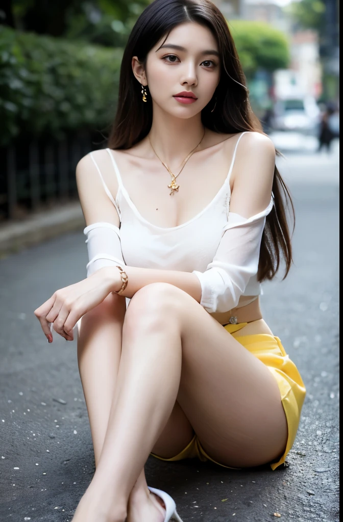 (masterpiece:1.3), (8 thousand, realistic, RAW photos, best quality: 1.4), (1 woman),(sheer silk blouse), (short skirt), (양쪽 다리에 짙은색 realistic 팬티 스타킹), (Wearing high heels on both feet), (full body shot), (outdoors in sunny weather), (walking like a model), (Beautiful makeover), (very beautiful body) , (Realistic and very beautiful face), (long eyelashes), (double eyelid), (Very beautiful eyes, realistic and delicate), (big bust) , (Strong body through exercise), (beautiful abs), (Beautiful heaps), (tall), (realistic face), (black hair. parted, long hair:1.3), (아름다운 parted스타일), (realistic and beautiful skin), (absurd), (attractive), (ultra high resolution), (extremely realistic), (very detailed), (golden ratio), (Two long, realistic and beautiful legs), (realistic 팔), (necklace), (earring),(beautiful nails manicure), (So beautiful and sexy), (perfect secretary look)