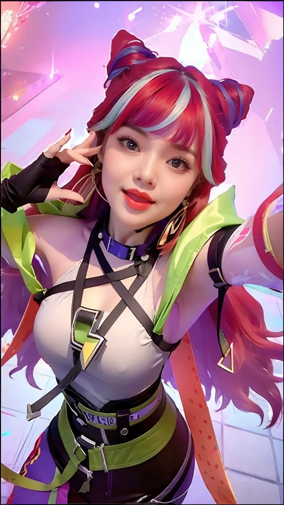 Draw lips correctly, red lipstick, from  up, best quality, super detailed, lifelike, Ultra-fine skin, perfect , (1 Japanese Mature Woman), (alone)，Wear floral green high-end round neck dress，short sleeves，wavy long hair，27-year-old woman，Mature，charming smile，garden background，stand，Chubby face， Hair tied into a ponytail，The body is a bit fat，，full-body shot