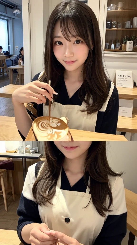 
In a city café、There are some very eye-catching women working here.。Her name is Misaki（Misaki）、I am 24 years old。Misaki has loose, wavy chestnut-colored hair that reaches her shoulders.、A woman with impressive big eyes。Her eyes are、It shines brightly like a starry sky。When I smile、The dimples on her cheeks are so adorable、People around me々It gives relief to。

Misaki works as a barista at a cafe.、Her graceful and efficient workmanship has earned her high praise from clients and colleagues alike.。Her uniform is neat and clean、Every movement is careful and beautiful.。Especially the look of concentration on his face when drawing latte art.、People around me々It has a charm that draws you in。

During breaks、Her daily routine is to read in her favorite window seat.。Her books of choice are mostly literary works.、Sometimes tears of emotion flow down her beautiful face.。Seeing Misaki like that、Many customers have noticed her kind heart.、I&#39;m becoming more of a fan of herisaki is kind to her friends and colleagues.、I&#39;m the type of person who will lend a hand immediately if someone is in trouble.。Conversation with customers is natural、To be able to treat everyone kindly、The cafe has many regular customers.。

On the weekend、She buys flowers from a nearby florist to decorate her room.。Colorful flowers々Decorates Misaki&#39;s room、It brings more warmth to her life.。

Make your lips a little thicker and your eyes look bigger with tear bags.