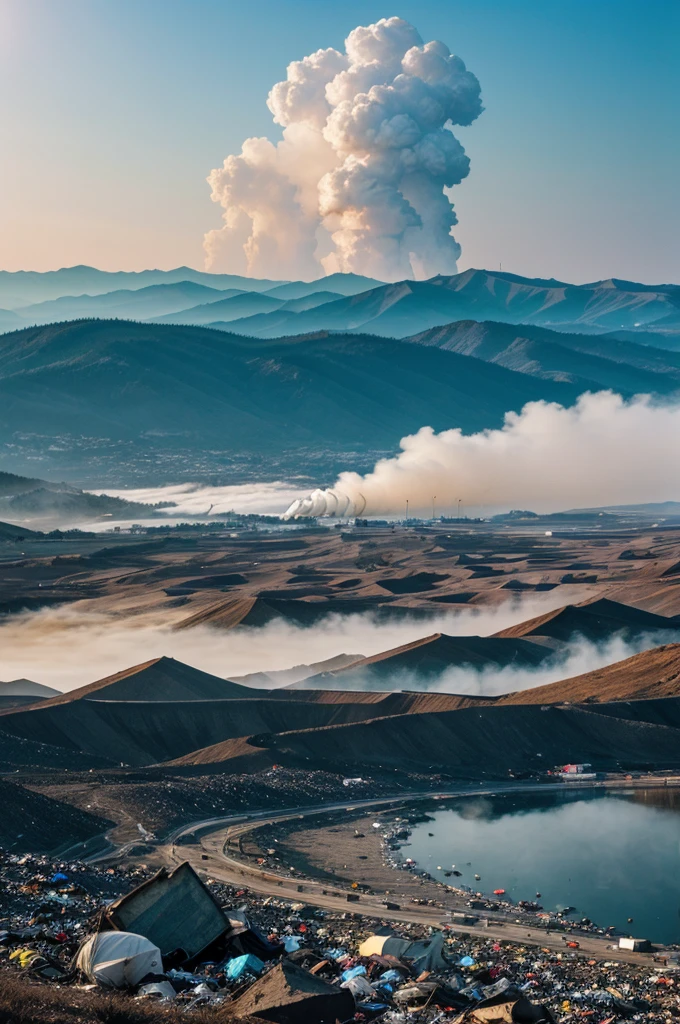 Create an image with different types of pollution