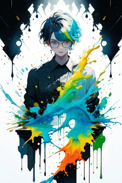 (level difference:1.8),(The paint collides and splashes onto the canvas),(depth of field),(flat color:1.1,(theme)),1 girl,Poster,Full body female love,Gale,dense smoke,,(Liquid dye for rainbow hair:1.1) Made of paint,anti-gravity,stringy viscous liquid,(paint splatter:1.3),liquidity,Amazingly beautiful, masterpiece, Detailed background,Super high quality model, ethereal background,abstract beauty, volume, painting,Blow,romantic lighting,subsurface scattering,glow,8k,high resolution, fantastic,Ray tracing,human development report,divine light,