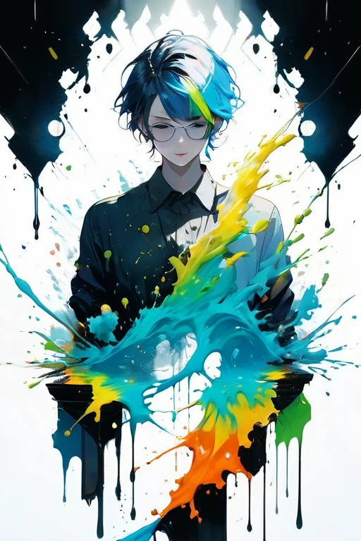 (level difference:1.8),(The paint collides and splashes onto the canvas),(depth of field),(flat color:1.1,(theme)),1 girl,Poster,Full body female love,Gale,dense smoke,,(Liquid dye for rainbow hair:1.1) Made of paint，anti-gravity,stringy viscous liquid,(paint splatter:1.3),liquidity,Amazingly beautiful, masterpiece, Detailed background,Super high quality model, ethereal background,abstract beauty, volume, painting,Blow,romantic lighting,subsurface scattering,glow,8k,high resolution, fantastic,Ray tracing,human development report,divine light,