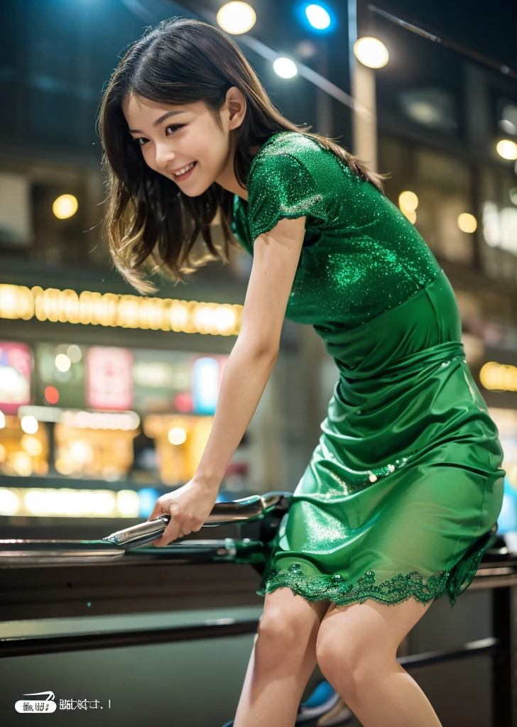 （Realistic, photo-Realistic:1.37),(8K, RAW Photos, Highest quality, masterpiece:1.2), cute, Ultra-detailed, 超High resolution, Kodak Vision Color, Filmed with an Arricam LT camera,Highest quality, Lively, 8K, High resolution, 1 girl, Escape, (Professional Lighting), (Portraiture:0.6), 22 years old、slender、Japanese、masterpiece, beautiful, elegant、(((masterpiece))), (((Highest quality))), (((Knee Ride))), ((グランドアイスskate展で踊る)), A lace cheongsam decorated with green glitter, See-through sleeves, Cinematic Light, Countless crowds, Wind, night, alone, High neck, clavicle, Sweat, ribbon, Open your mouth, shy, blush, Slim figure, skate,フィギュアskate、skateリンク、
