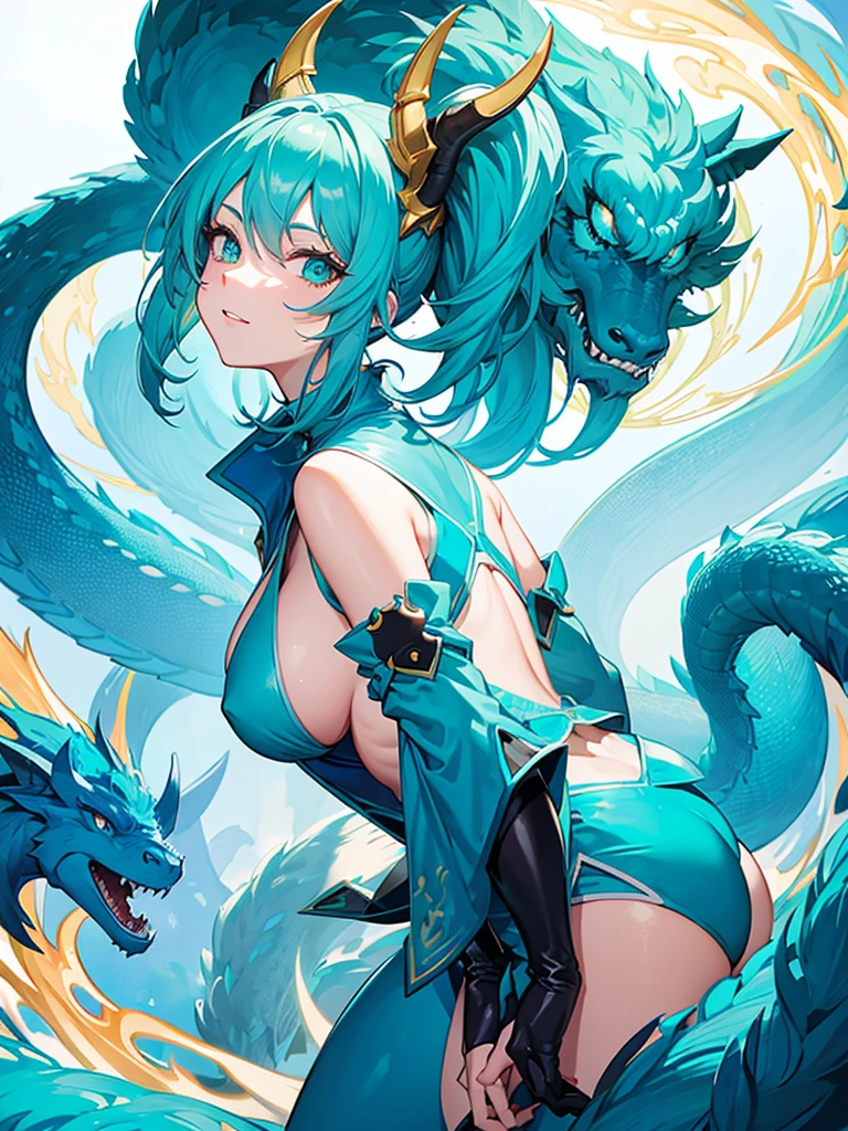 cyan hair half dragon milf