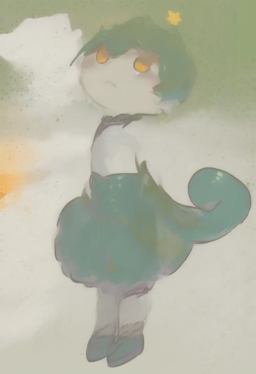 One girl,Zundamo,Voice Box ,Green Hair, Thick edging、Simple purple background、 masterpiece, Highest quality,
