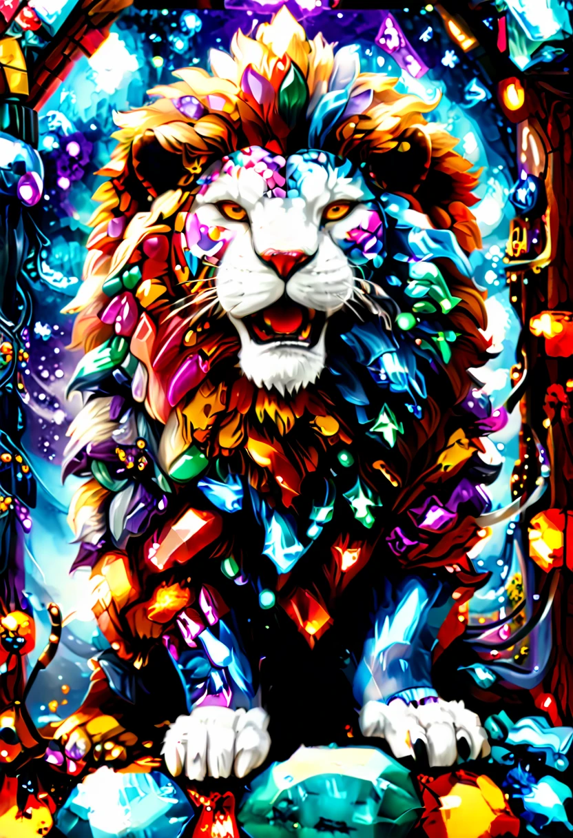 a picture of a massive epic throne, it has purple silk cushions, rubies, topaz, aquamarine gemstones, the throne is epic in its majestic, power, and royalty, symmetric with many  wood decorations and gem artwork, there is an epic lion resting ((at the base of the throne)) , behind the throne there are stars and nebulas of space a sense of high royalty, nobility and magic , (masterpiece: 1.4) a (portrait: 1.3) intense details, highly detailed, photorealistic, best quality, highres,16k, [ultra detailed], masterpiece, best quality, (extremely detailed), close up, ultra wide shot, photorealistic, RAW, fantasy art, dnd art, fantasy art, realistic art,((best quality)), ((masterpiece)), (detailed), RagingNebula, aetherpunkai, ral-ntrgmstn