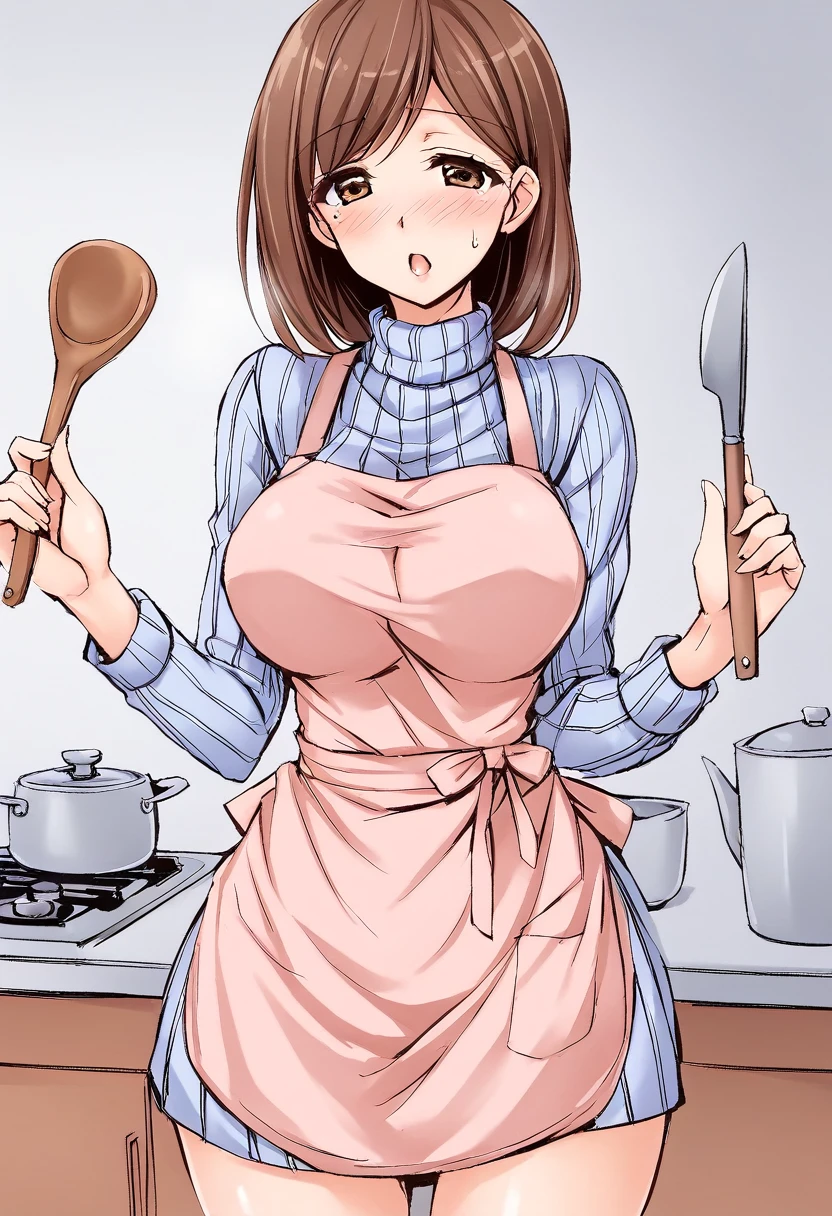 best quality, zemimama, 1girl, solo, apron, cowboy shot,
