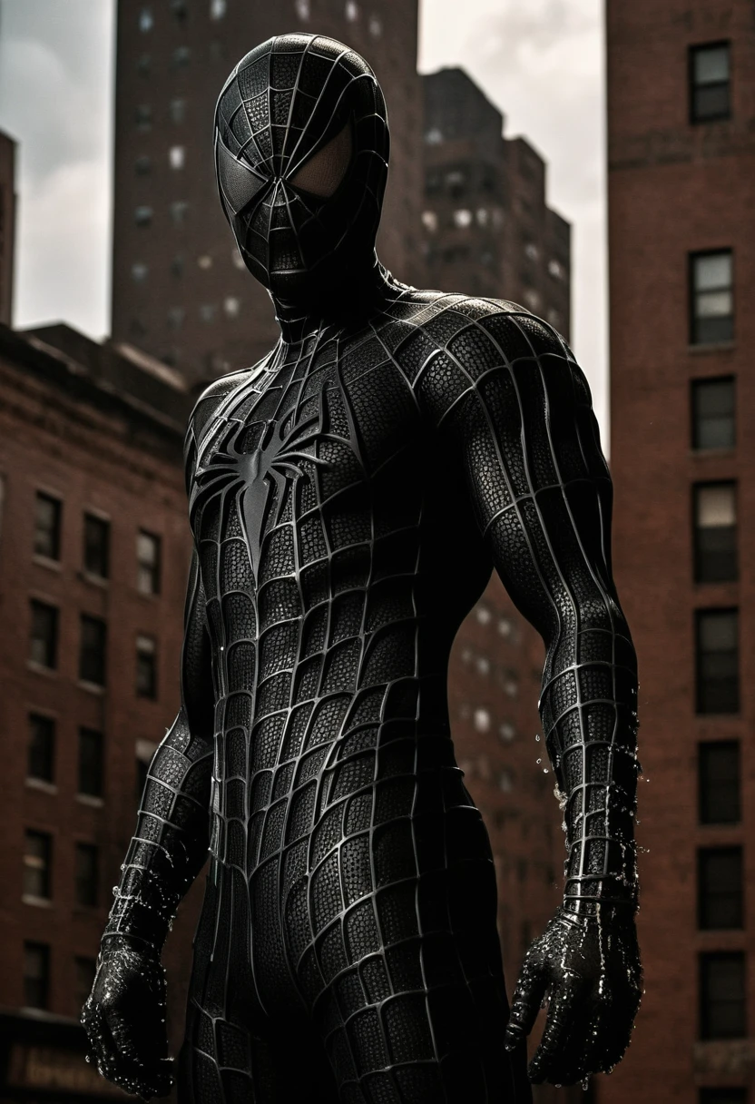 score_9, score_8_up, score_7_up, best quality, realistic, masterpiece, beautiful detail, hyperrealistic, (1girl, woman body, smile), big breasts, amazing detailed full body portrait of a beautiful ulzzang girl, wearing a realistic and highly detailed black raimi spider-man suit, ((huge muscular girl)), professional model wears ultra - detailed black raimi spider - man suit, ultra - detailed and grained black raimi spiderman suit, suit covered entire body and hand, black spiderman gloves, wet, (cute pose), (full body), (dirty skin), close up, octane render, highly detailed, volumetric, dramatic lighting, (highest quality:1.1), (HDR:1.3), (top quality, best quality), realistic, high definition,