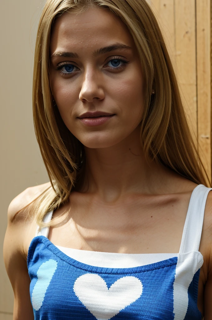 blond hair , German girl with . blue eyes , 8k , realistic skin ,