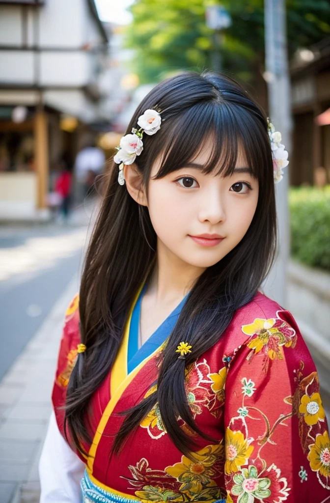 beautiful japanense girl in her s wearing traditional japense komona
