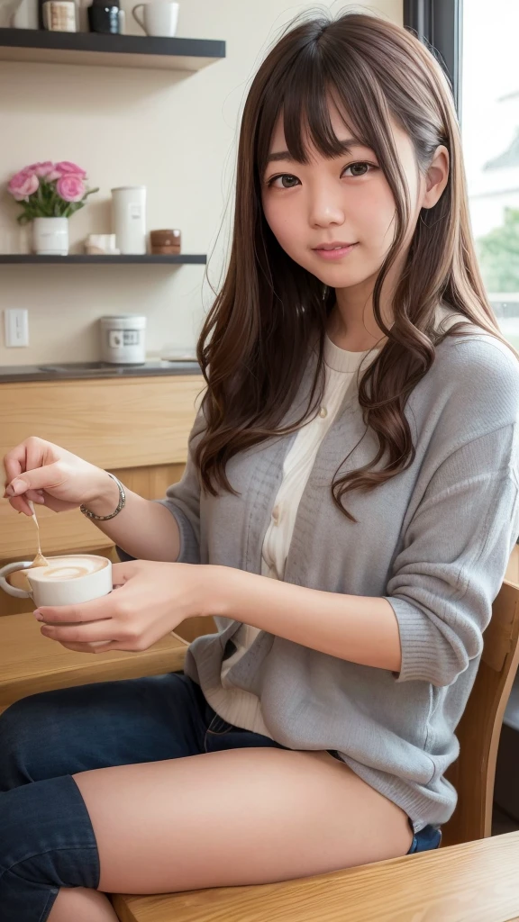 
In a city café、There are some very eye-catching women working here.。Her name is Misaki（Misaki）、I am 24 years old。Misaki has loose, wavy chestnut-colored hair that reaches her shoulders.、A woman with impressive big eyes。Her eyes are、It shines brightly like a starry sky。When I smile、The dimples on her cheeks are so adorable、People around me々It gives relief to。

Misaki works as a barista at a cafe.、Her graceful and efficient workmanship has earned her high praise from clients and colleagues alike.。Her uniform is neat and clean、Every movement is careful and beautiful.。Especially the look of concentration on his face when drawing latte art.、People around me々It has a charm that draws you in。

During breaks、Her daily routine is to read in her favorite window seat.。Her books of choice are mostly literary works.、Sometimes tears of emotion flow down her beautiful face.。Seeing Misaki like that、Many customers have noticed her kind heart.、I&#39;m becoming more of a fan of herisaki is kind to her friends and colleagues.、I&#39;m the type of person who will lend a hand immediately if someone is in trouble.。Conversation with customers is natural、To be able to treat everyone kindly、The cafe has many regular customers.。

On the weekend、She buys flowers from a nearby florist to decorate her room.。Colorful flowers々Decorates Misaki&#39;s room、It brings more warmth to her life.。

Her upper lip is a little thicker, she has cute eyes with tear bags, and her teeth are white.