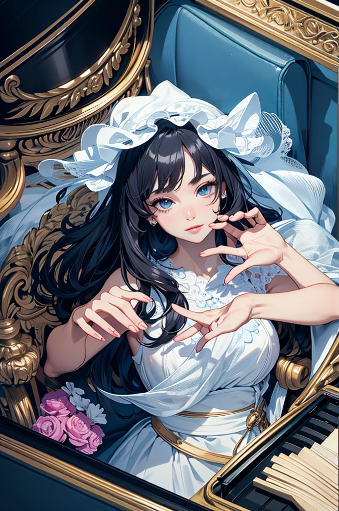detailed hands, hand, masterpiece, best quality, woman's hand, small hands, small hands, woman's hand, girl hands, playing the piano,