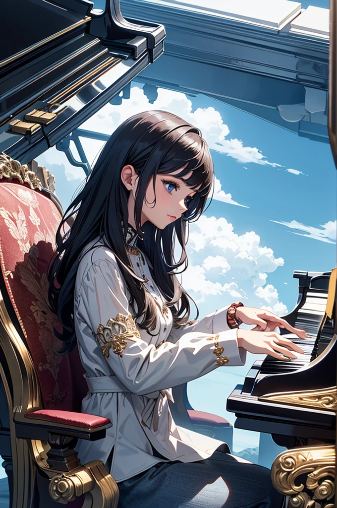 detailed hands, hand, masterpiece, best quality, woman's hand, small hands, small hands, woman's hand, girl hands, playing the piano,