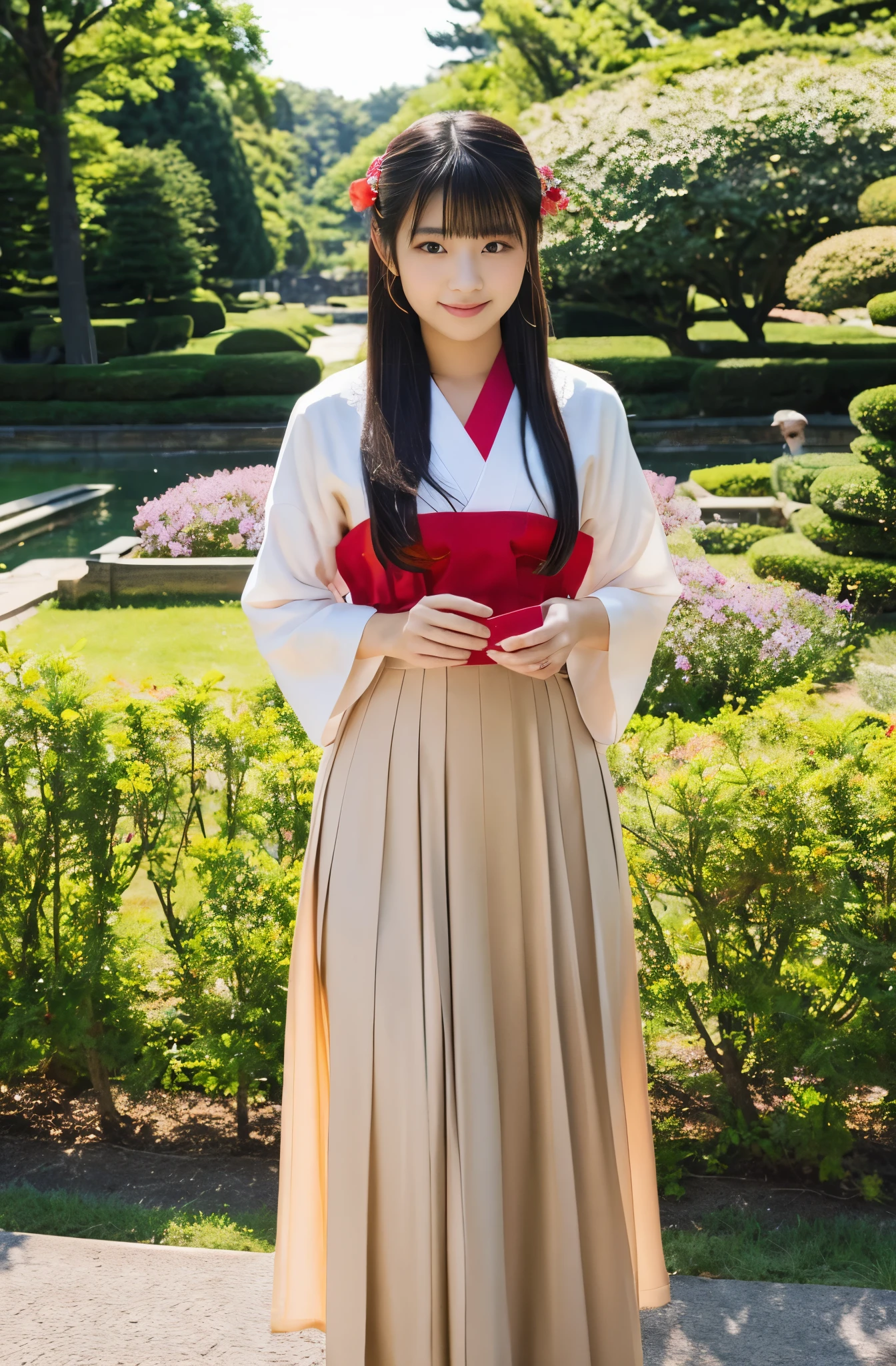 beautiful japanense girl in her teens wearing traditional japense komona