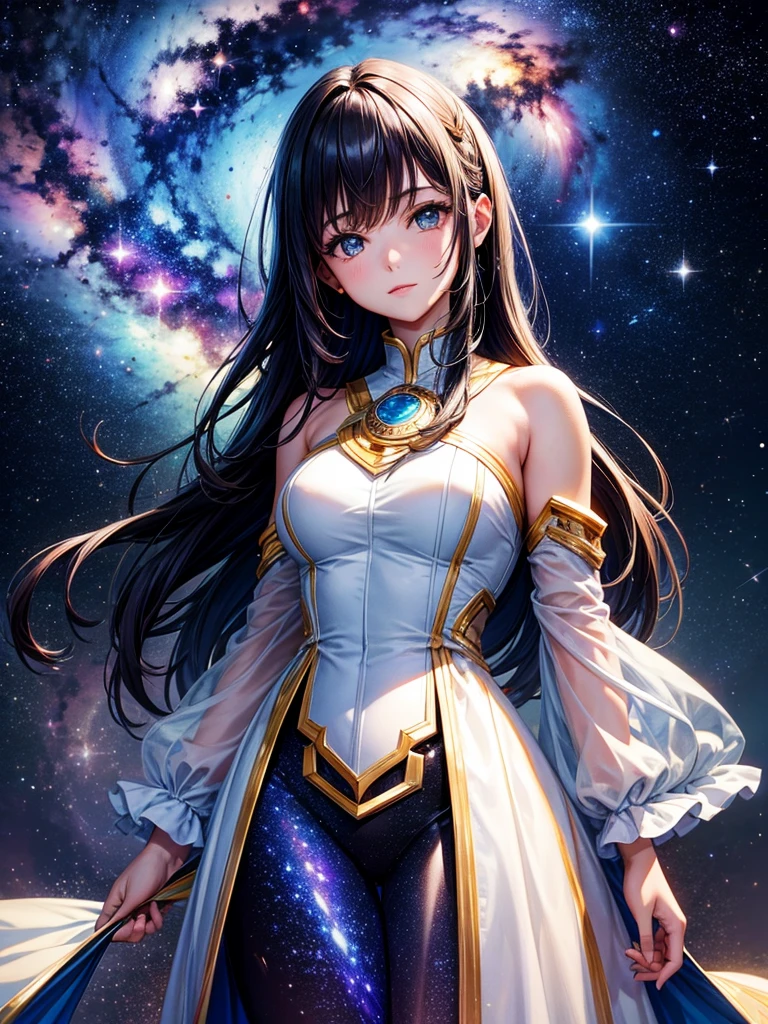 Highest quality,Highest Resolution,universe,Beautiful girl from the future,Earth in the background,Milky Way,