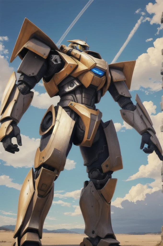 (best qualityer, work of art), 1 young boy, Mechaarmor , sky background,