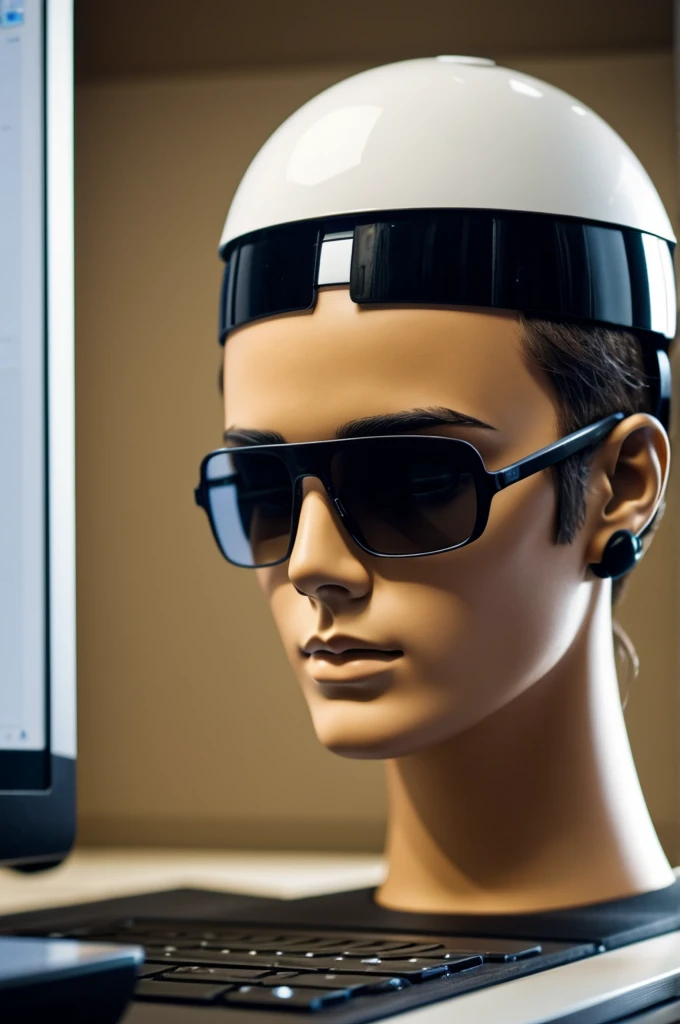 human with computer head