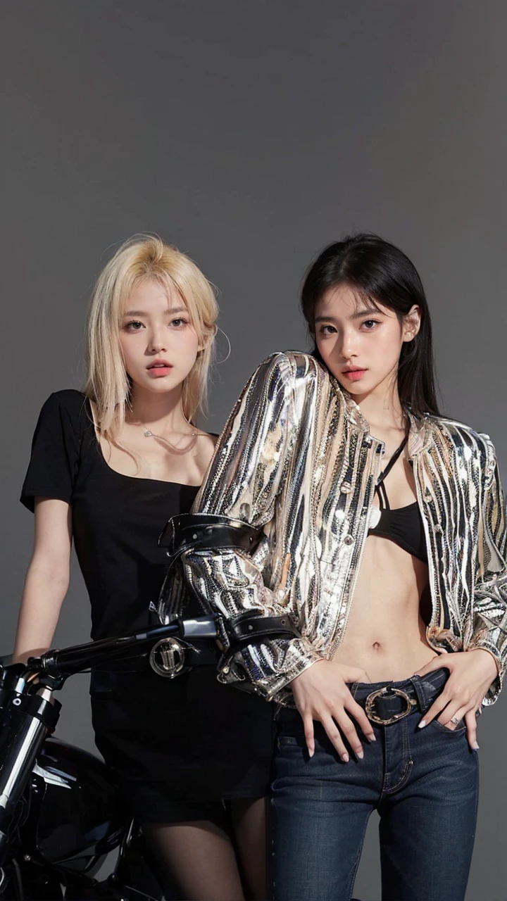 2girls, (1girl Blue Eyes Sana Minatozaki blonde long hair), (2girl brow eyes black long hair Hirai Momo), wide hips, Big Boobs, big ass, (Best Quality, 8k, Masterpiece: 1.3), Clear Focus: 1.2, Perfect Body Beauty: 1.4, Slender Abs: 1.2, Highly detailed face and skin texture, detailed eyes, double eyelids, (black tanktop and jeans pants), (girlfriends looking into each other's eyes :1.3), in a the square of japan