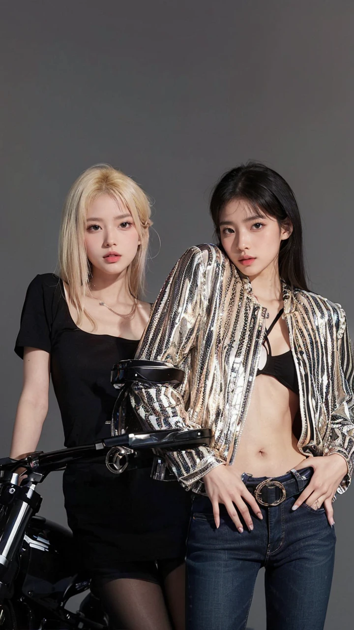 2girls, (1girl Blue Eyes Sana Minatozaki blonde long hair), (2girl brow eyes black long hair Hirai Momo), wide hips, Big Boobs, big ass, (Best Quality, 8k, Masterpiece: 1.3), Clear Focus: 1.2, Perfect Body Beauty: 1.4, Slender Abs: 1.2, Highly detailed face and skin texture, detailed eyes, double eyelids, (black tanktop and jeans pants), (girlfriends looking into each other's eyes :1.3), in a the square of japan