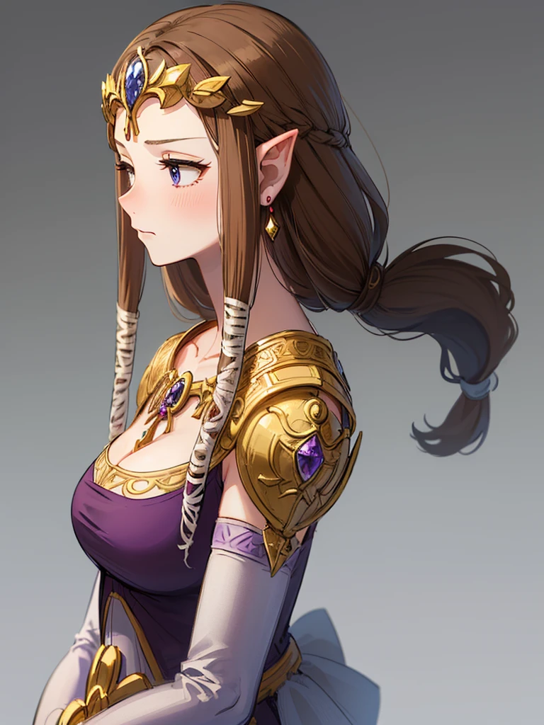 (((Face close-up))),(((No background))),(Expressionless),((((Portrait of a woman alone)))))),((Upper Body)),((alone)),((),Anime art style,masterpiece,(Highest quality), (Super detailed),(Very delicate and beautiful),(alone),(detailedな顔と目),Beautiful eyes like jewels,(A truly gorgeous jeweled ruffled rococo ball gown dress),(((Mature Woman,Queen))),((1 Queen in a beautiful embroidery and jeweled absolutely gorgeous rococo ballgown dress with voluminous full length hoop skirt)),((Long Straight Hair)),,Cleavage,(bed),lengthｰgloves,((((side angle)))),((((Adult Expressions)))),((((Beautiful Face)))),((((dress)))),(()),(((Long Hair)))),((((Straight hair)))),((Cleavage)),((((Dark brown hair)))),Princess Zelda,((chest is slightly exposed)), ((Highest quality)),,(Very detailed) ,((Purple blouse)),((Hair blowing in the wind)),Brown Hair,((Embarrassed look)),, ((Highest quality)), (Very detailed),((detailed)),(((pray))),Nintendo, The Legend of Zelda),,((alone)), ((Highest quality)), (Very detailed), ,