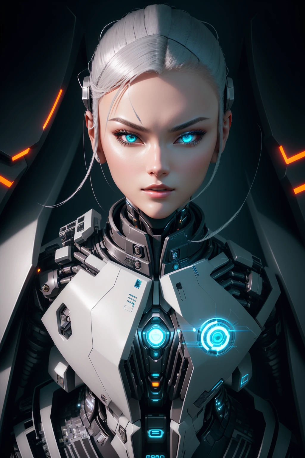 Futuristic background,Cyber woman with futuristic head and body, Robot - Robot Man, detailed 机器人的portrait, 3D Rendering Character Art 8k, Teen Cyberpunk Robots, 的portrait, Male robots, symmetry! Robots of the future, 赛博朋克的portrait, portrait, Cybernetic and highly detailed
