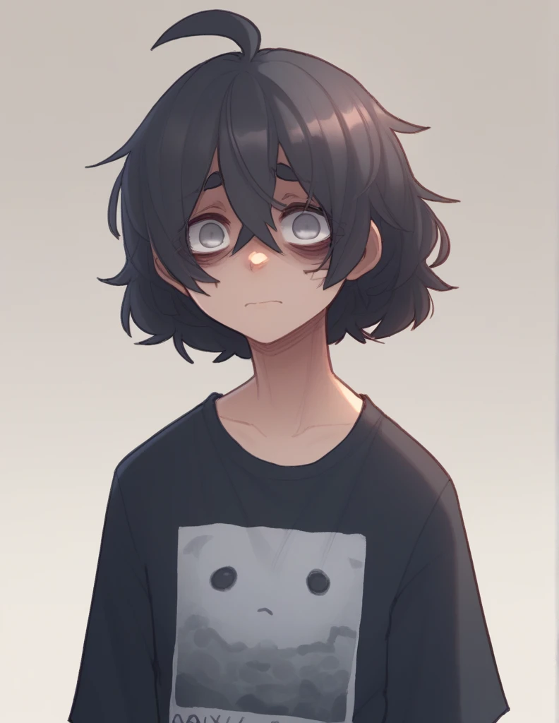 1 girl, alone, ppka, black fur, short hair, messy fur, Ahoge, parts, parts por todo el cuerpo, grey eyes, empty eyes, sad eyes, blind, very nervous, slight smile, looking at the viewer, playa, sea swimsuit, black thong, lycra shirt, black shirt, long-sleeve shirt