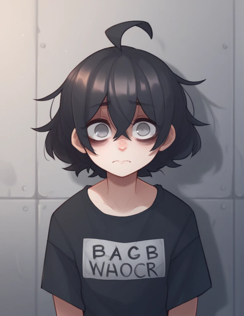 1 girl, alone, ppka, black fur, short hair, messy fur, Ahoge, parts, parts por todo el cuerpo, grey eyes, empty eyes, sad eyes, blind, very nervous, slight smile, looking at the viewer, playa, sea swimsuit, black thong, lycra shirt, black shirt, long-sleeve shirt