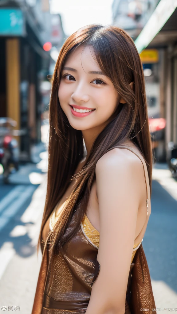 (((32k))), (((RAW Photos))), (Highest quality, detailed:1.2), (非常に繊細でdetailed), Ultra-high resolution, One girl, 3d, (((((Age 25, Sexy Gal, Taiwanese woman))))) ,(((Captivating smile))), 1 Girl, White skin, ((Long brown hair:1.4)), soft, Cute Smile, Bambi Face, Droopy eyes, Sexy lips, Street Snap,