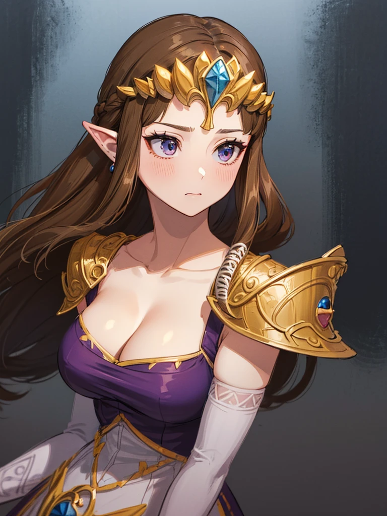 (((Face close-up))),(((No background))),(Expressionless),((((Portrait of a woman alone)))))),((Upper Body)),((alone)),((Exposed shoulders)),Anime art style,masterpiece,(Highest quality), (Super detailed),(Very delicate and beautiful),(alone),(detailedな顔と目),Beautiful eyes like jewels,(A truly gorgeous jeweled ruffled rococo ball gown dress),(((Mature Woman,Queen))),((1 Queen in a beautiful embroidery and jeweled absolutely gorgeous rococo ballgown dress with voluminous full length hoop skirt)),((Long Straight Hair)),,Cleavage,(bed),lengthーgloves,((((side angle)))),((((Adult Expressions)))),((((Beautiful Face)))),((((dress)))),(()),(((Long Hair)))),((((Straight hair)))),((Cleavage)),((((Dark brown hair)))),Princess Zelda,((chest is slightly exposed)), ((Highest quality)),,(Very detailed) ,((Purple blouse)),((Hair blowing in the wind)),Brown Hair,((Embarrassed look)),, ((Highest quality)), (Very detailed),((detailed)),(((pray))),Nintendo, The Legend of Zelda),,((alone)), ((Highest quality)), (Very detailed), ,