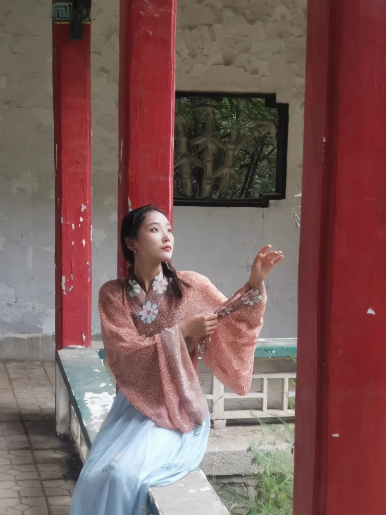 best quality, Ultra-high resolution, (Realistically:1.4),Cute hairpin,Baoyu girl,,(flat chest:1.2) ,A pair of clear and charming peach blossom eyes,Royal sisters,Light on the face,(White skin:1.4),Sense of atmosphere,A beautiful girl, Smile,lifelike:1.4),1 girl,Sexy,(Upper Body:1.4),