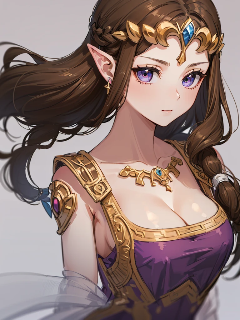 (((Face close-up))),(((No background))),(Expressionless),((((Portrait of a woman alone)))))),((Upper Body)),((alone)),((Exposed shoulders)),Anime art style,masterpiece,(Highest quality), (Super detailed),(Very delicate and beautiful),(alone),(detailedな顔と目),Beautiful eyes like jewels,(A truly gorgeous jeweled ruffled rococo ball gown dress),(((Mature Woman,Queen))),((1 Queen in a beautiful embroidery and jeweled absolutely gorgeous rococo ballgown dress with voluminous full length hoop skirt)),((Long Straight Hair)),,Cleavage,(bed),lengthーgloves,((((side angle)))),((((Adult Expressions)))),((((Beautiful Face)))),((((dress)))),(()),(((Long Hair)))),((((Straight hair)))),((Cleavage)),((((Dark brown hair)))),Princess Zelda,((chest is slightly exposed)), ((Highest quality)),,(Very detailed) ,((Purple blouse)),((Hair blowing in the wind)),Brown Hair,(()),, ((Highest quality)), (Very detailed),((detailed)),(((pray))),Nintendo, The Legend of Zelda),,((alone)), ((Highest quality)), (Very detailed), ,