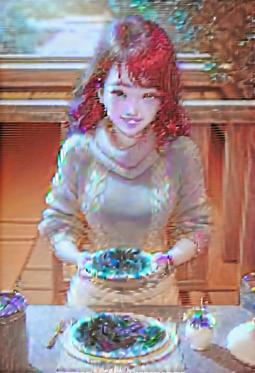 (Highest quality,8K quality,masterpiece:1.3),(Ultra-high resolution,Realistic:1.4,Live Shooting),(Very detailed,Caustics),(Ultra-Realistic Capture,(((Fancy Meals))),beautifully detailed skin),19 years old,Beautiful Japanese, Medium Hair, Asymmetrical bangs, Brown Hair, I'm looking at the camera with a smile on my face,Soft Light,A ray of light shining from above,Natural light，((Summer knitwear))，(((1 female))),Night view,French cuisine、Full