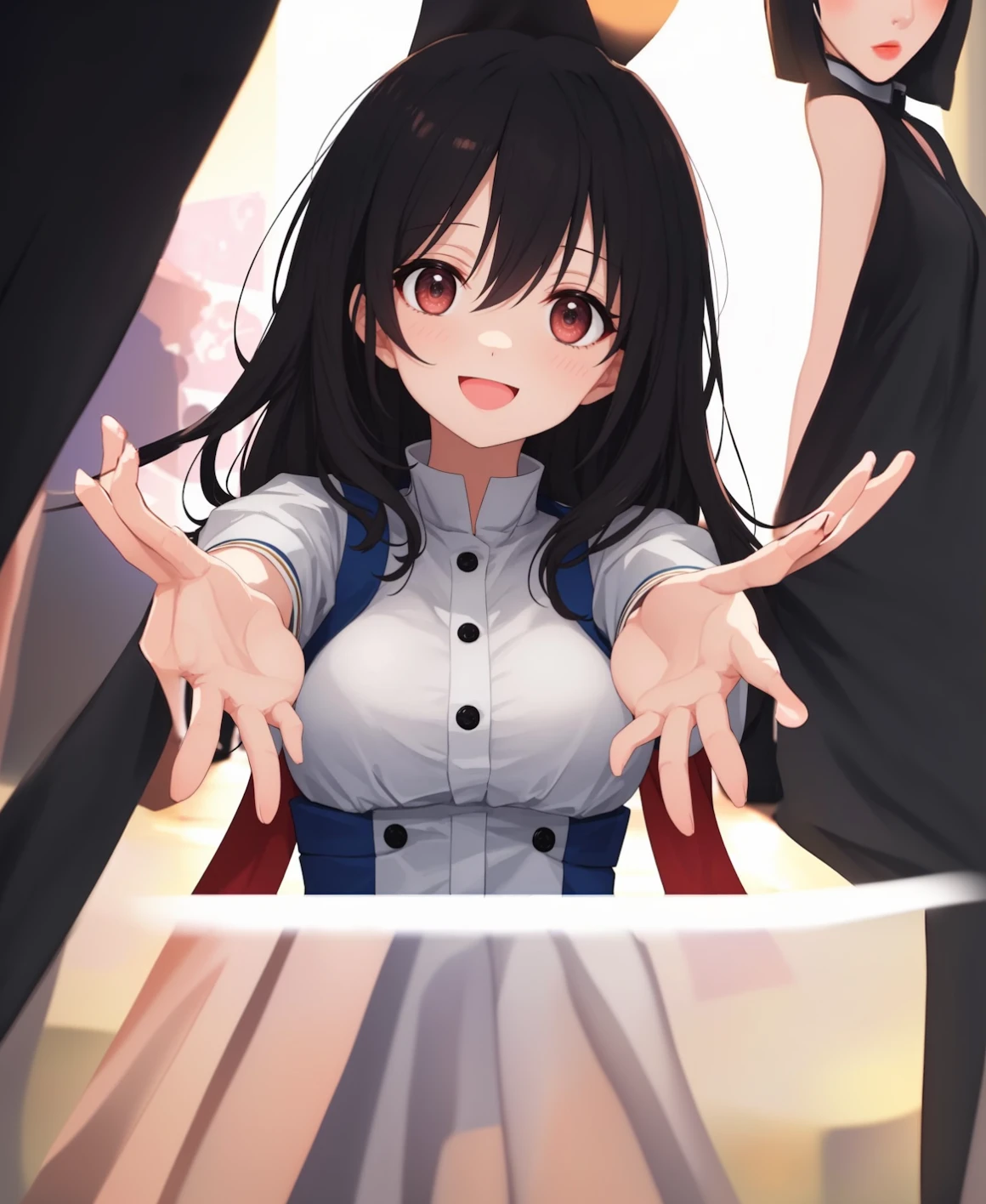 masterpiece, Highest quality, so beautiful, Absurd,
One girl, alone, Black Hair, Bobcut,
Thermont 16A, Glasses, 
Collared shirt, Happy, smile, Sticking out tongue、whole body、View your viewers, White Background, Simple Background,被写体のwhole bodyが映る、(From below:1.3)、Crossdresser、Transsexual、NSFW
 