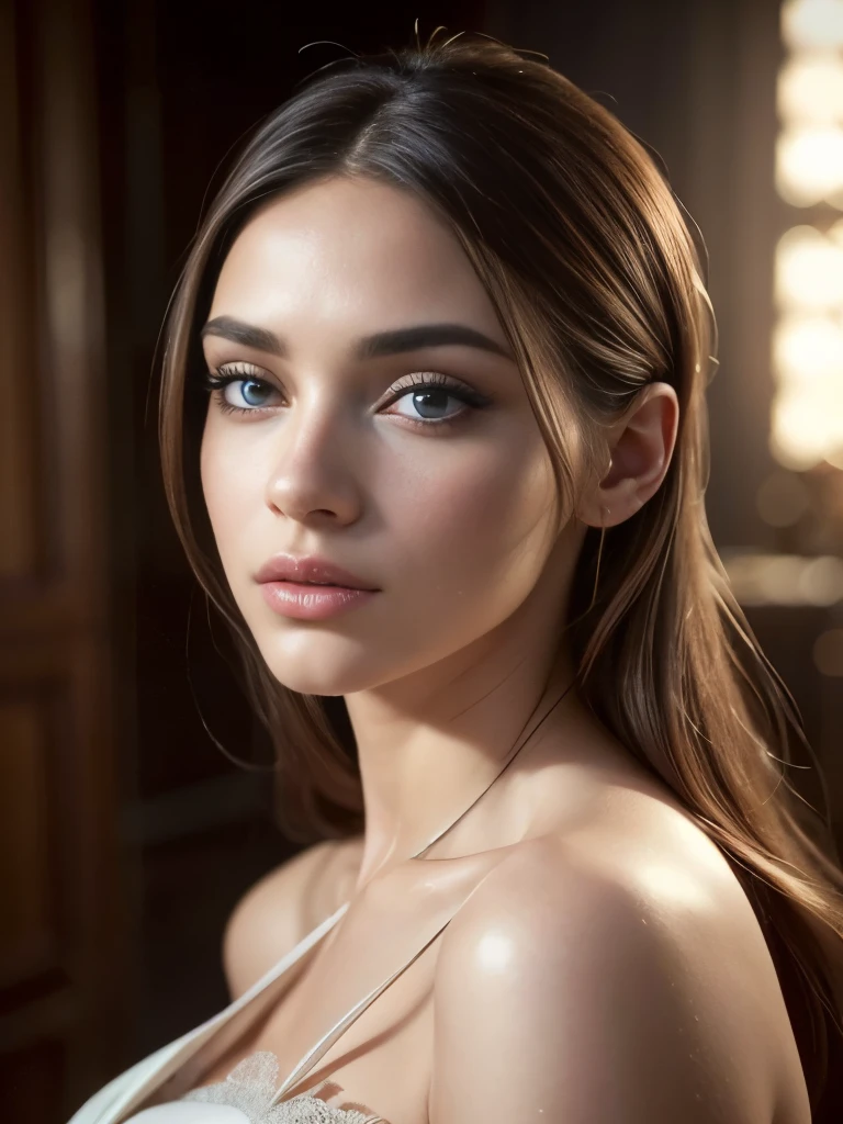 pretty ultra hot gorgeous European woman. Age 23., beautiful detailed eyes, beautiful detailed lips, extremely detailed face and features, long eyelashes, delicate facial features, porcelain skin, elegant dress, serene expression, natural lighting, cinematic, vibrant colors, detailed background, intricate details, (best quality,4k,8k,highres,masterpiece:1.2),ultra-detailed,(realistic,photorealistic,photo-realistic:1.37)