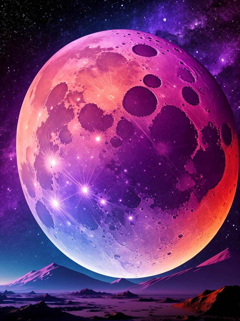 Purple and orange moon