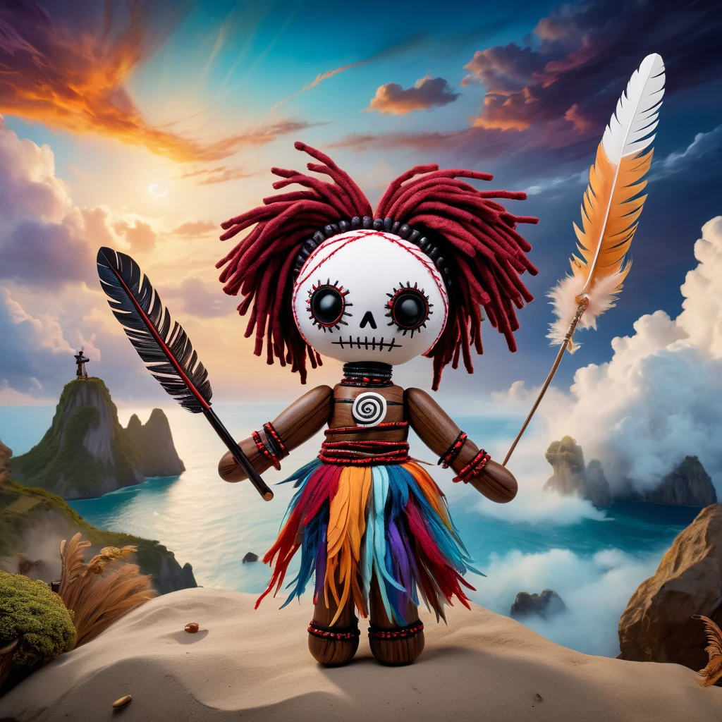 (knitted toy voodoo doll:1.7), (Voodoo Water Illusionist:1.3), (Clothing: flowing water-patterned robes, coral armor:1.0), (Accessories: water staff, pearl necklace, aquatic mask:1.2), (background: underwater cavern with bioluminescent plants and magical fish, shafts of light piercing through the water:1.2), best quality, masterpiece, detailed soft oil painting, detailed background, dramatic cinematic lighting, soft edge lighting, professional, dramatic lighting, hard edge lighting, ultra quality, 4k,masterpiece, best quality, 8k, ultra highres, highres, extremely detailed
