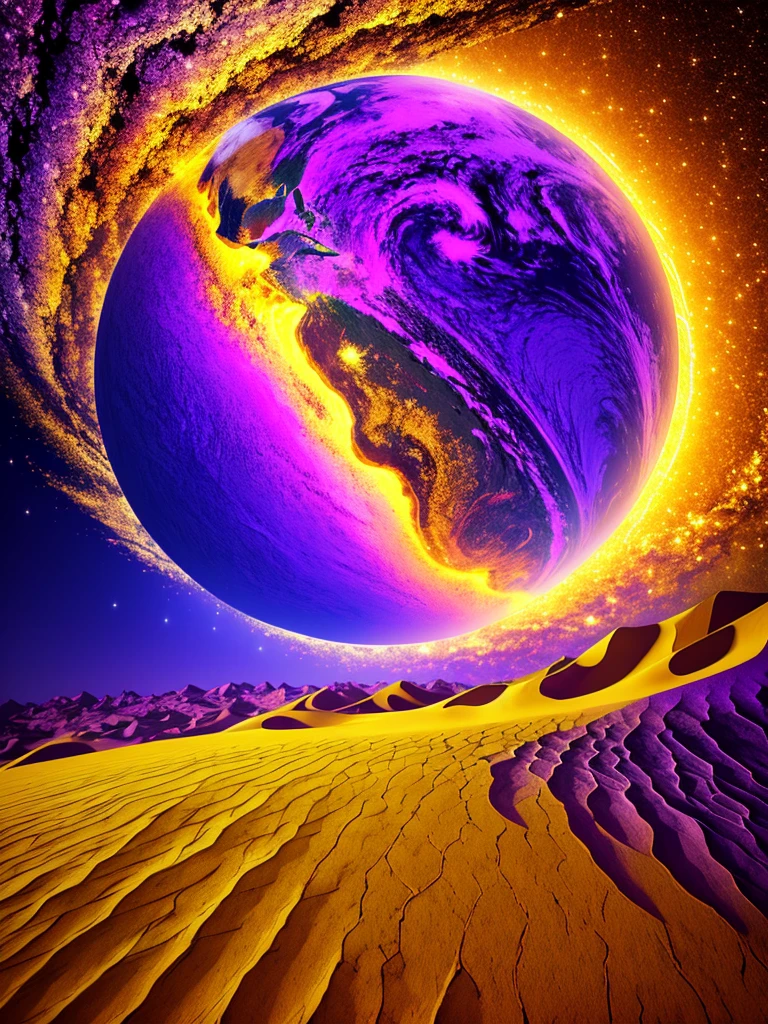 Yellow and purple contrast earth