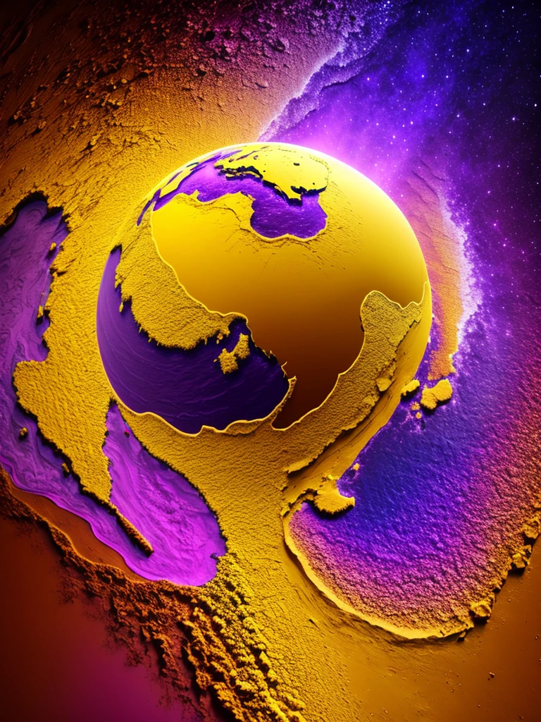 Yellow and purple contrast earth