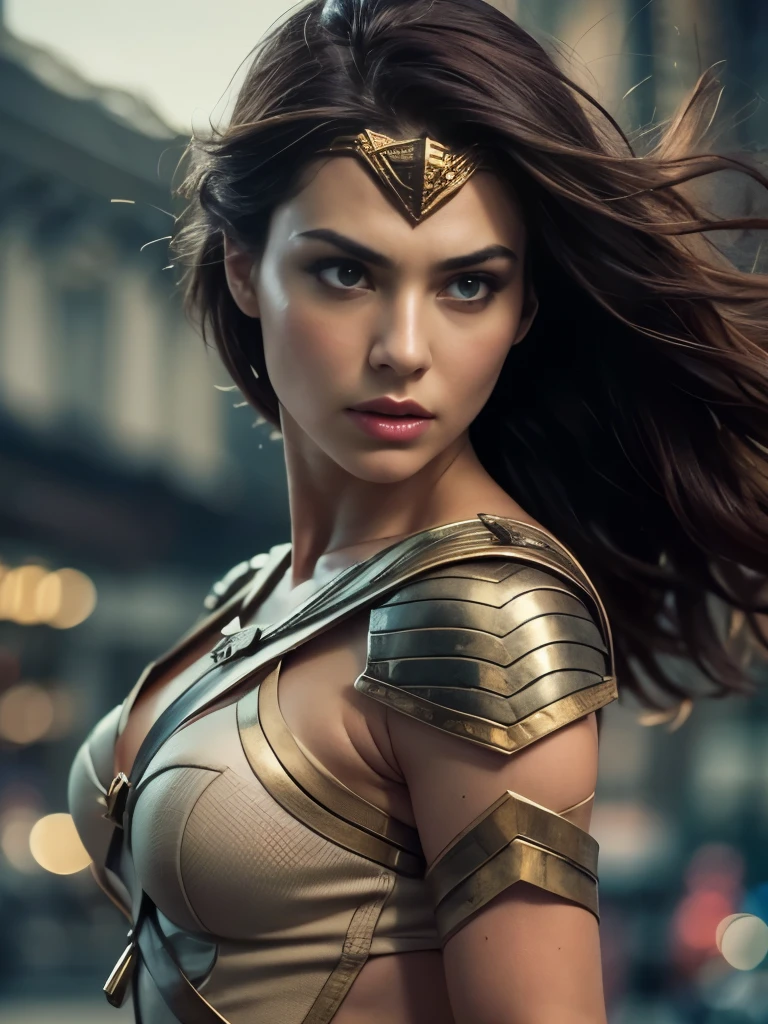 An ultra hot gorgeous European woman. Age 23.(bandage:1.3), (bdsm:1.1), beautiful body, beautiful breasts, shorts, burgundy hair, cosplay Wonder Woman, shot on dslr, detailed face, cinematography, maximum details, neutral colors, hdr, muted colors, soft cinematic light, insane details, intricate details, hyperdetailed, masterpiece, 8k, wallpaper, (detailed), high quality, ((high detailed skin, skin details)), sharp focus, 8k uhd, dslr, film grain
