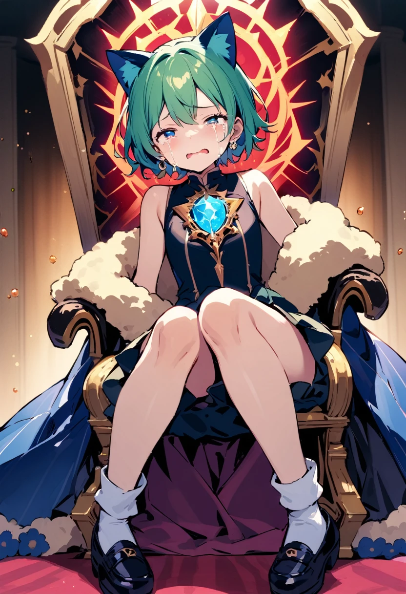 masterpiece, Highest quality, Illustration of the novel, High resolution, 18+ Adult content, Sensual, Intimate, Emotional, Passionate, romantic, sweet, Adorable, Innocent, Pure, Fascinating, Fascinatingな, Charm, mysterious, Fascinatingな, Fascinating, Immersive, Fascinatingな, dream-like, Surreal, Imaginative, Whimsical, Artistic, Avant-garde, timeless, elegant, Sophisticated, chic, Sophisticated, personality, original, Fascinatingな,One Girl,Deltamon_beta, alone, blue eyes, Knee socks, Animal ears, Bare shoulders, Blue Tail, Earrings,Removable sleeves, Green Hair, Sleeveless, Cat ear, bag, white Knee socks, Cat'tail,pink backpack,Pink school bag,Lavender lace: Lavender Peter Pan collar lace dress, Paired with ivory tights and Mary Jane shoes.,Cherry-blossom viewing, azalea, satsuki, azalea blizzard,
rest ((Avoidance method ((子Cat)), Crying face)),((Throne of Power,Throne of Power:1.3))