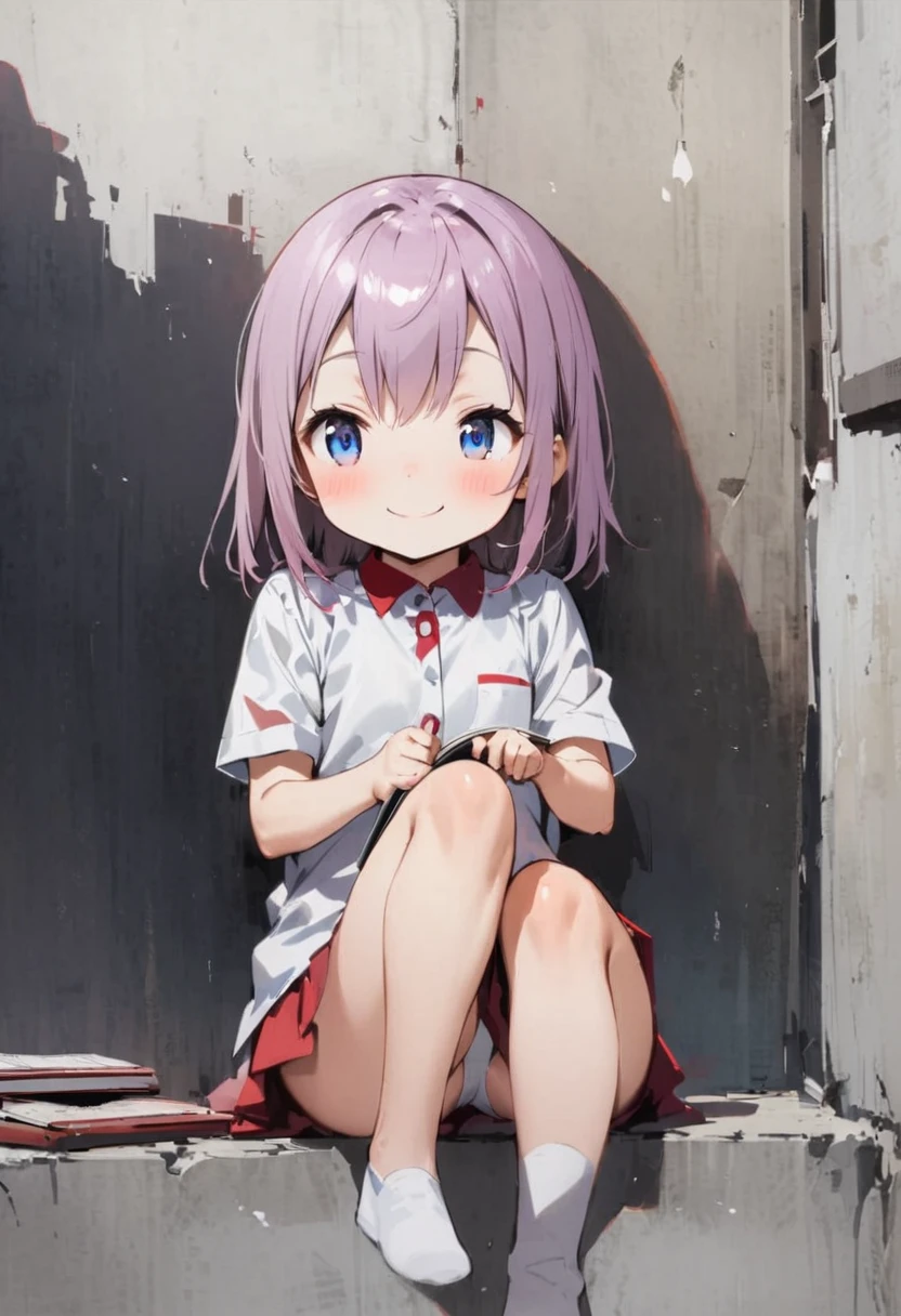 One person、spread leg legs、sit、Legs2Book、In town、bustling street、Panties、mini skirt、Private Server、Girl、Girl、Short、Younger、Baby Face、flat chest、Useless、smile、Both eyes open