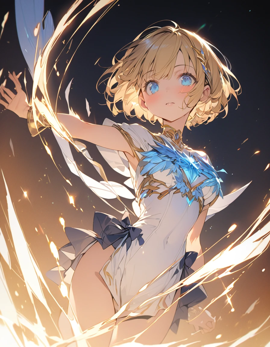 masterpiece Golden Winged Girl Golden flames all over (Short Bob Hair:1.4),(blue eyes)
