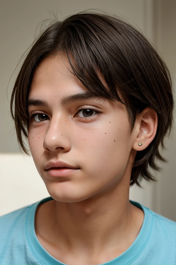 An image of teenager boy with little mole on face under lips