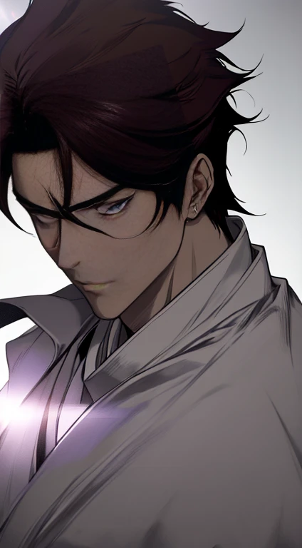 (masterpiece, best quality:1.2),1 boy,Solitary,(Aizen Sosuke),close up,Badass Pose,bleach, Strong aura, Purple Aura,8K,K, HD, unparalleled masterpiece, Dynamic Lighting, Movie, epic