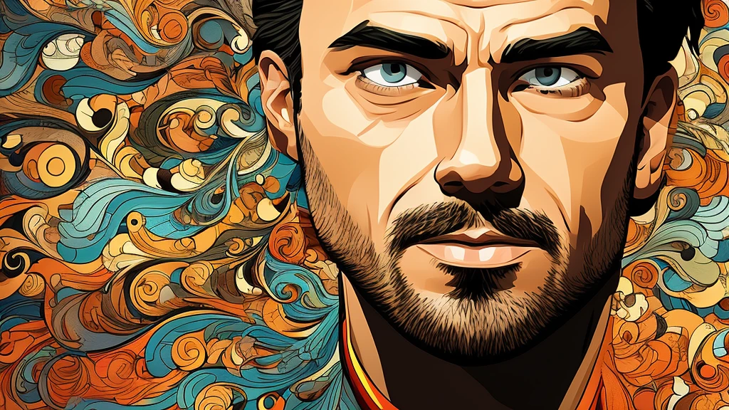 vector style art of a man , close up , 2D, illustration